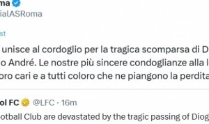 开云体育入口-罗马官推发文悼念若塔：对若塔及其兄弟的不幸离世表示哀悼